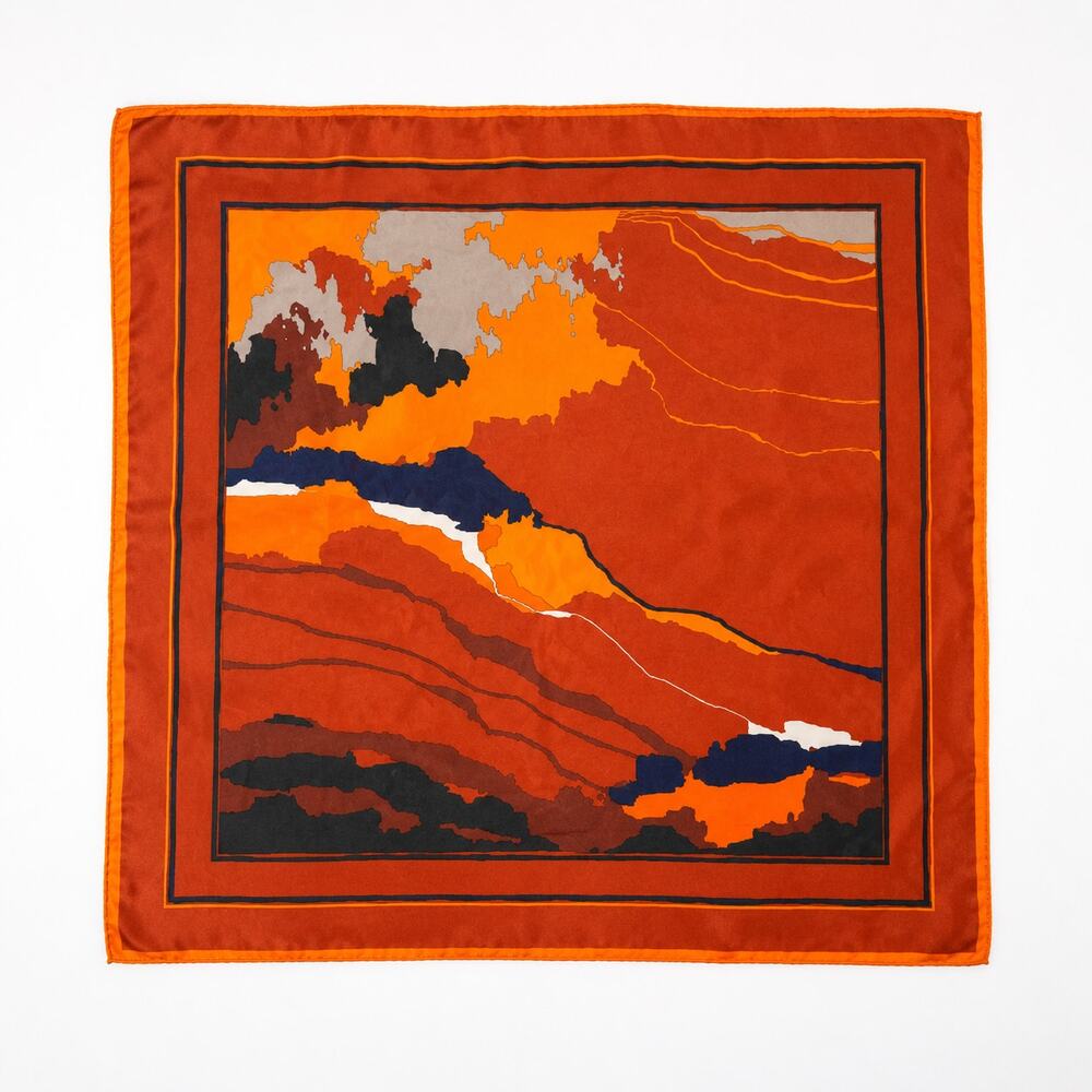 Vintage Totes Rain Scarf 1973 Made in Japan Orange Abstract Water Repellent